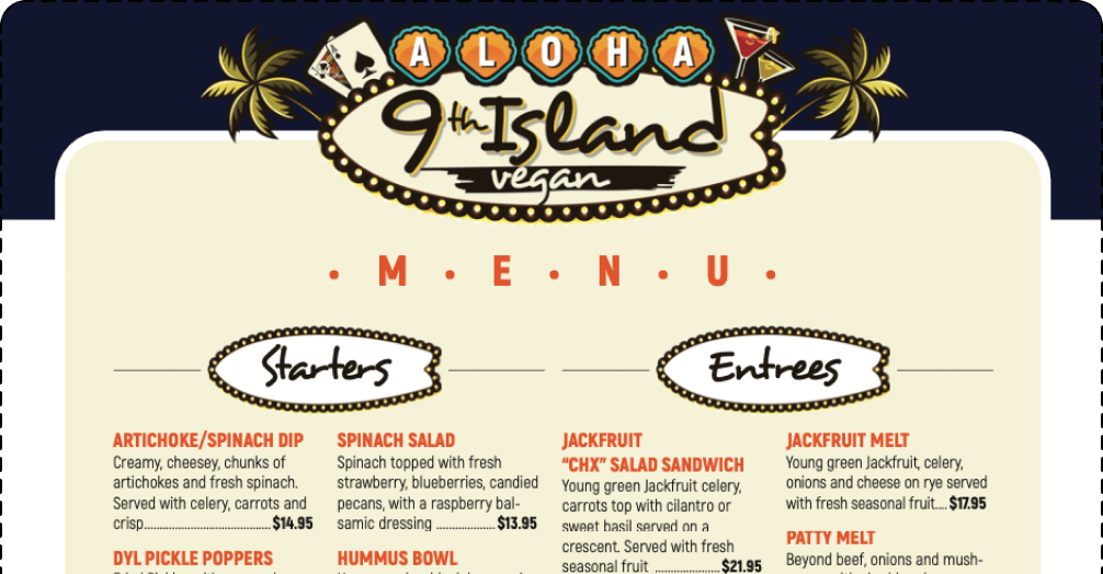 9th Island Preview Menu